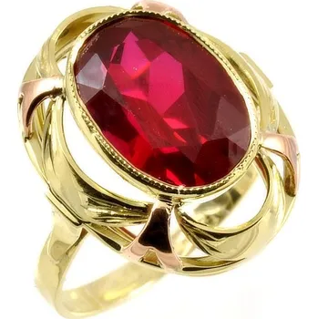 Prsten ŠPERKY-NM, Zlatý prsten s rubínem 1034 souprava Velikost prstenu: 60