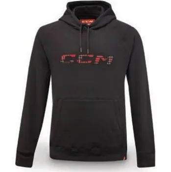 Pánská mikina Mikina CCM Holiday Plaid Pullover Fleece Hoodie Sr Bk L