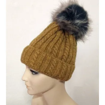 Rukavice Dámská čepice s bambulí CP1219 - hořčicová