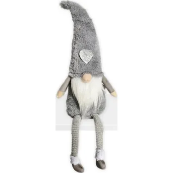 Vánoce Chlupatý zimní skřítek šedý nohatý - 25 cm