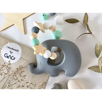 GAG design Kousátko do ručky silikonové Hryzátko slon Minťák