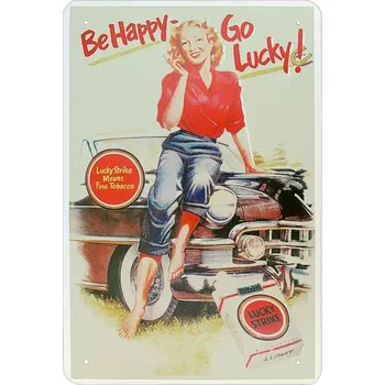 Plechová cedule Tabule plechová Retro BeHappy Go Lucky! (malá reklamní tabule 20x30 cm)