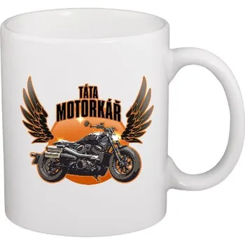 Hrnek malý bílý s potiskem Táta motorkář