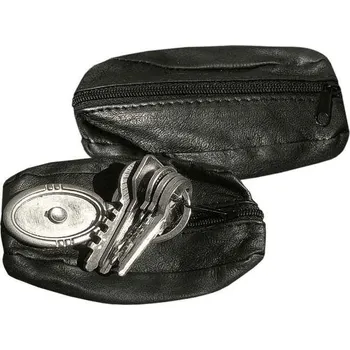 Pouzdro na klíče 2x zip černé (malá kožená klíčenka a mini peněženka)