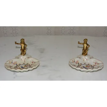 Zámecké misky s amorky - porcelán + bronz - KRÁSNÉ