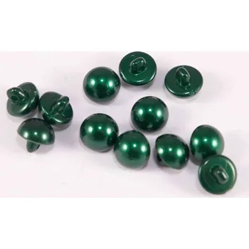 Knoflík Knoflík perlička se spodním přišitím - tmavě zelená - průměr 1,1 cm