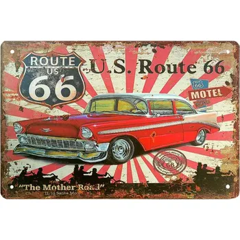 Retro dřevěná tabule U.S. Route 66 Motel Vacancy (malá dřevěná tabule 30x20 cm - vzpomínka na americkou matku silnic)
