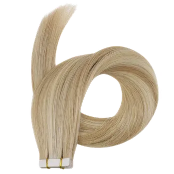 Deluxe neviditelné vlasové PU pásky tape in na prodlužování vlasů 50cm 27/613 - tmavá blond / nejsvětlejší blond