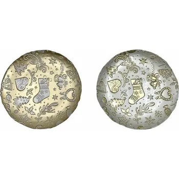 Vánoční skleněný talíř/tác na cukroví 21 cm, set 2ks Christmas BRANDANI (barva - bílá, zlatá, sklo)