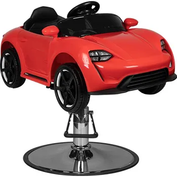 Kadeřnické křeslo DĚTSKÉ KADEŘNICKÉ KŘESLO AUTO PORSHE ČERVENÉ