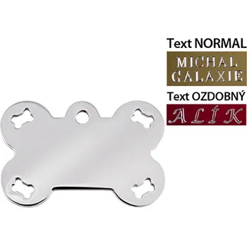 psí známka QUICK TAG gravírovací známka - chromová kost s výřezy kostiček (L)