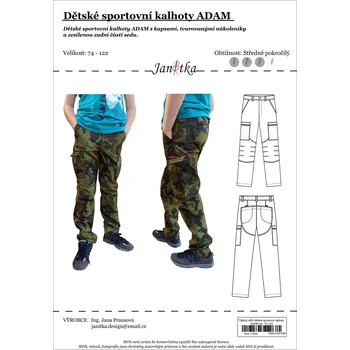 Nit Tištěný střih dětské sportovní kalhoty ADAM vel. 74-122