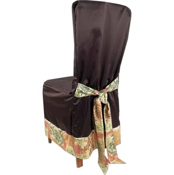 Potah na židli Návlek na židli tmavohnědý s lemem (Návleky a potahy na židle do kuchyně)