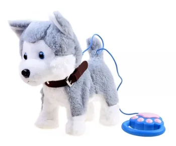 Plyšová hračka Interaktivní chodící a štěkací štěně na vodítku 23 x 15 x 21 cm