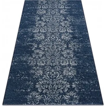 Koberec Kusový koberec vlněný JADE 45007/500 OSTA Ornament modrý tmavě modrý Rozměr: 85x160 cm