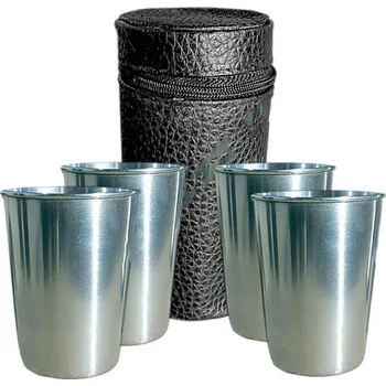 Kempingové nádobí Nerezové pohárky 1,5 dcl 4ks (kovové poháry - balení = 4 štamprle)