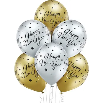 Party dekorace Balónky šťastný nový rok lesklé, 6 ks