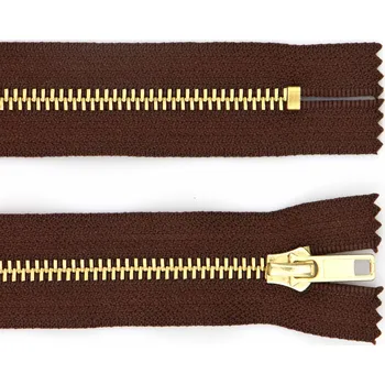 Zip Pro Háčkování Kovový zip nedělitelný 6 cm, Ø 6 mm tmavě hnědý
