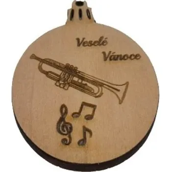 Dřevěná vánoční baňka - trumpeta