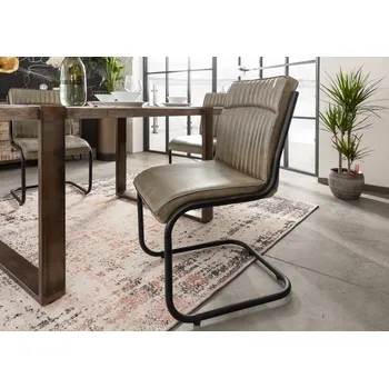 DARKNESS Konzolové křeslo z pravé kůže, 52x62x89 šedé