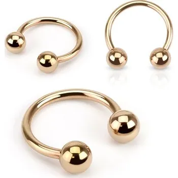 Piercing Zlacená podkova s kuličkami (1,6 x 12 mm, kuličky 5 mm)