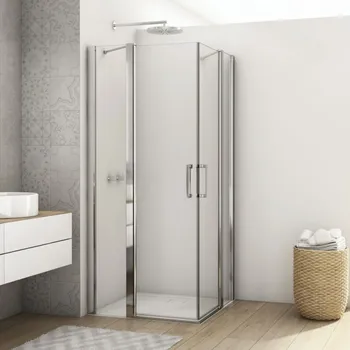 RONAL DIVERA Rohový vstup dvoudílný s křídlovými dveřmi aluchrom čiré D22DE2B0905007