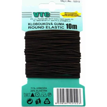 Textilní guma VTC Klobouková guma 1,2 mm - na kartě tmavě hnědá