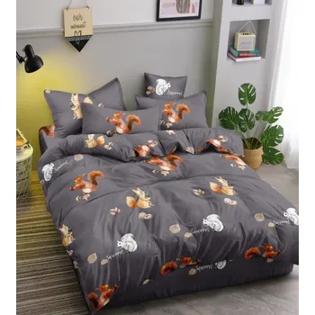 Povlečení Veverka povlečení z mikrovlákna šedé 140 x 200, 70 x 90 cm zipový uzávěr