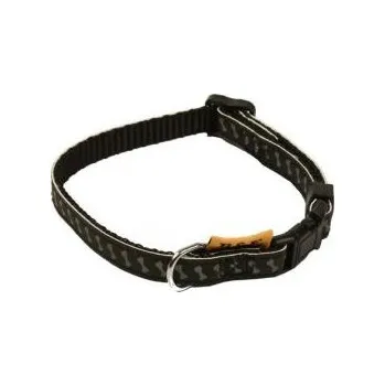 Obojek pro psa BafPet Obojek popruh reflexní KOSTIČKY černý 20-35 cm/10 mm