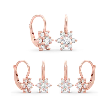 Náušnice SOLUNA Zlaté náušnice máma a dcery STAR se zirkony růžové zlato