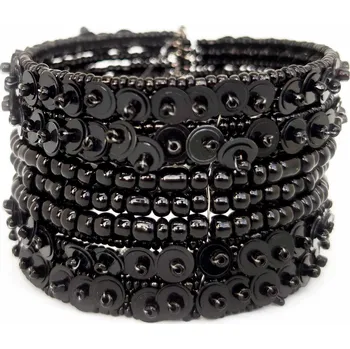 Náramek Korálkový náramek s flitry černý