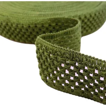 Textilní guma Pro Háčkování Guma pletená 5 cm khaki