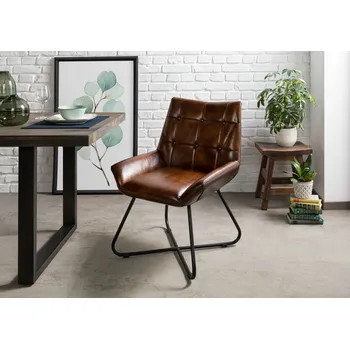 Taburet DARKNESS Barová židle z pravé kůže, 60x67x86, hnědá