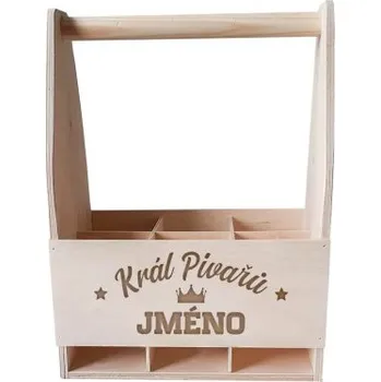Žertovný předmět Král pivařů + jméno - přepravka s gravírováním - personalizovaný produkt- Tričkový.cz