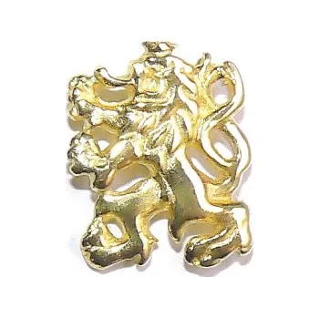 Stříbrný odznak český lev pozlaceno 24 ct - ODZ826 (Stříbrný odznak českého lva pozlacený)