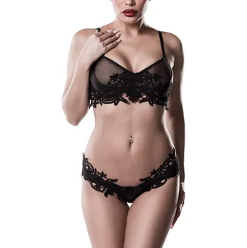 Dámská erotická souprava Grey Velvet Erotic Set with Beautiful Lace Velikost S