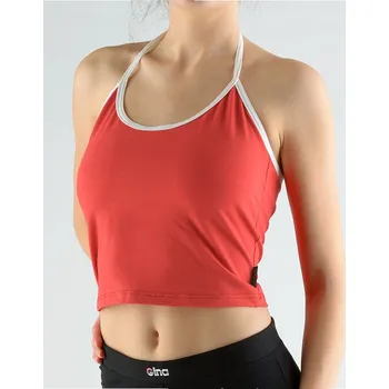 Gina Tílko s úzkými ramínky na zavazování ramínka v kontrastní barvě 98007P Třešňová-bílá L