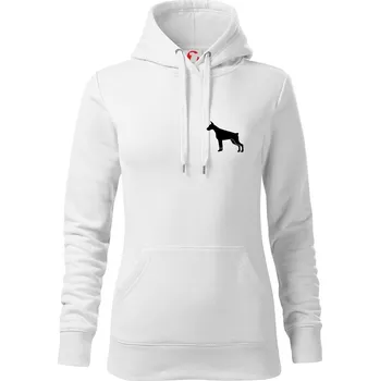 Dámská mikina Dobrman ikona prso - Mikina dámská Cape s kapucí - L ( Bílá )