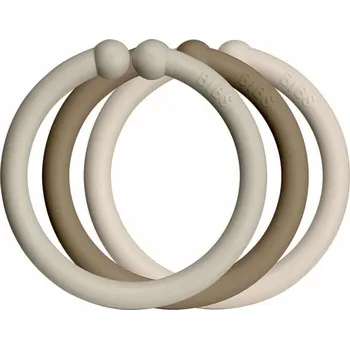 Hračka pro nejmenší Bibs Loops kroužky 12 ks Sand-dark-oak-vanilla