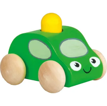 Dřevěná hračka Pískací auto s majákem 1ks zelená