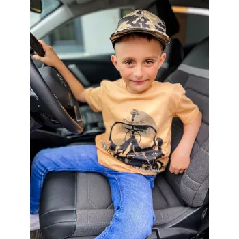 Oranžové tričko pro chlapce s potiskem, Velikost 9-10 roků