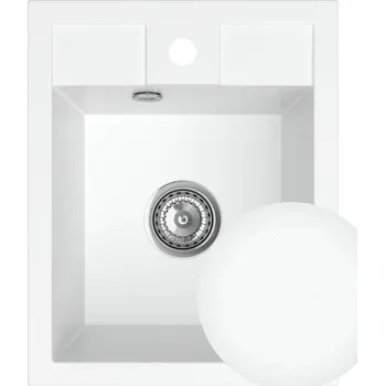 Granitový dřez Sink Quality Ferrum 40, kuchyňský granitový dřez 400x500x195 mm + sifon, bílá, SKQ-FER.W.1K40.X