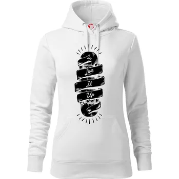 Dámská mikina Skate live if up - Mikina dámská Cape s kapucí - S ( Bílá )