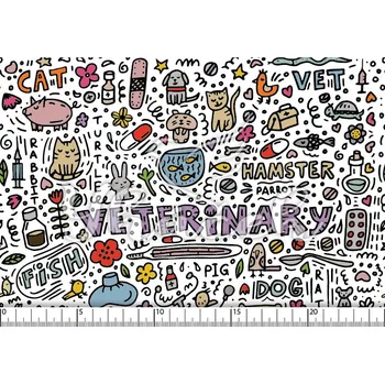 Zakázkový tisk, softshell, kočárkovina... Veterinář na bílé Látky k tisku: Kočárkovina