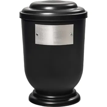 Smuteční dekorace Pohřební Plastová urna na popel, oválné oblé víčko, černá, štítek č. 52, 100 x 50, bez výzdoby