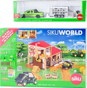 autíčko Siku World Farma s autem pro přepravu dobytka