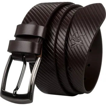 Opasek Pánský kožený pásek s vroubky RPM-05-PUM brown, Obvod pasu / celková délka pásku 125cm