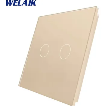 vypínač WELAIK jednonásobný skleněný panel dvě tlačítka 2 - ivory cream