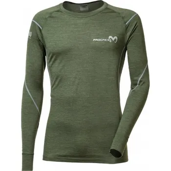 Triko dlouhé pánské Progress NDR merino, khaki melír Velikost: M
