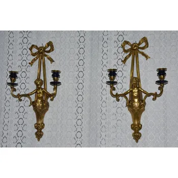 Svícen Zámecké svícny s amorky na zeď - porcelán + bronz